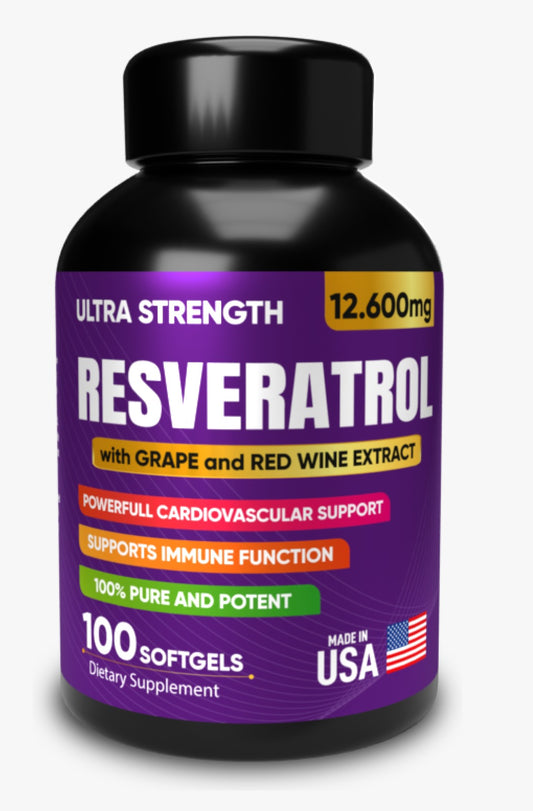 RESVERATROL AMERICANO ULTRA FUERZA 100% PURO | Frasco x 100 Cápsulas | 12.600 mg