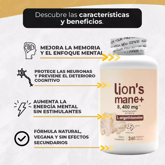 Melena de león con L-ergotioneína, 240 cápsulas