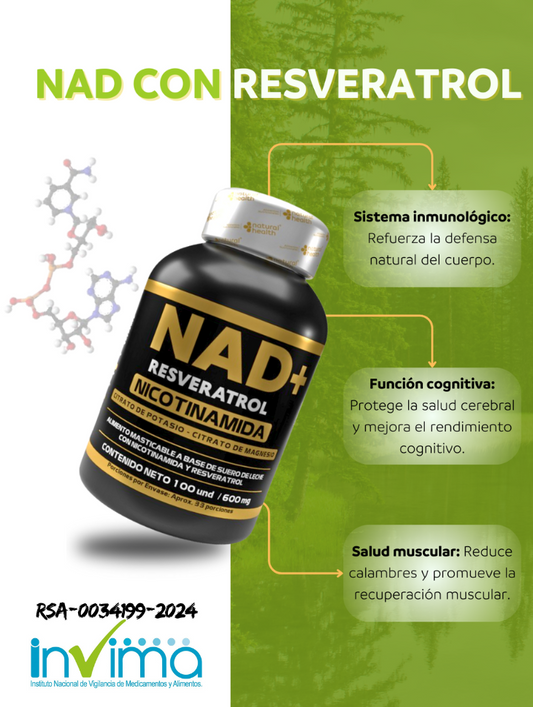 NAD + RESVERATROL 100% ORIGINAL CON INVIMA